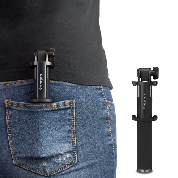 Uchwyt selfie stick, Spigen S530W, Wireless, bluetooth, do zdjęć, czarny