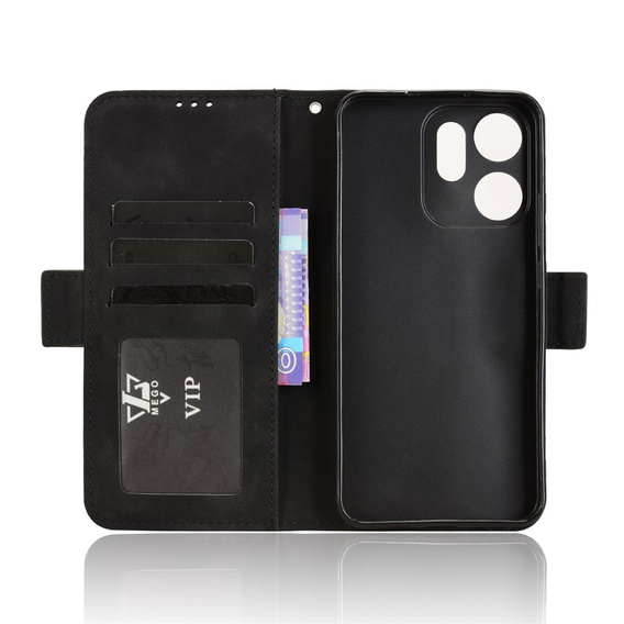 Etui z klapką do Oppo Reno 14F, Card Slot, portfelowe, czarne