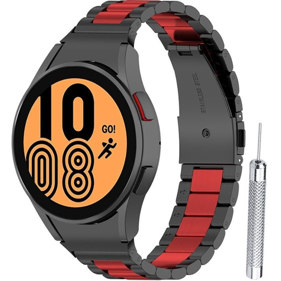 Pasek Bransoleta do Samsung Galaxy Watch 4/5/6 40/42/43/44/45/46/47mm, Czarna / Czerwona