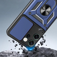 Etui pancerne do Oppo Reno 14F, z ochroną aparatu, z podstawką, niebieskie
