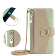 Etui z klapką do Motorola Edge 40 Neo 5G, Wallet Zipper Pocket, z lusterkiem, zielone