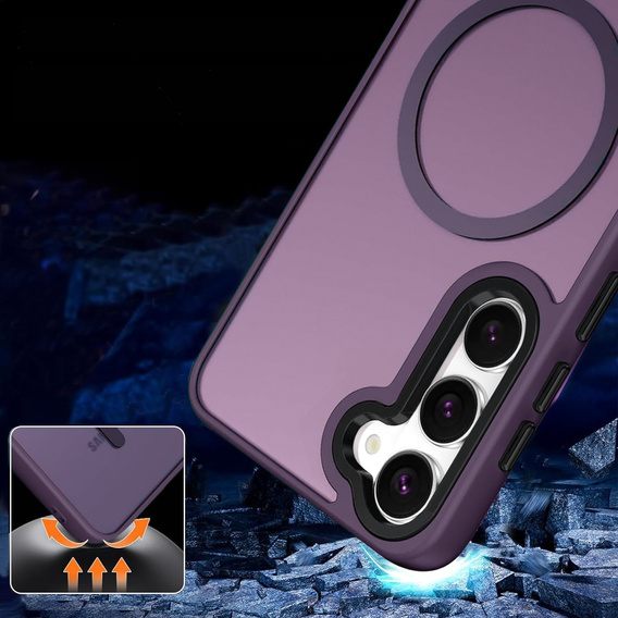 Etui do Samsung Galaxy S21 FE, do MagSafe, ERBORD Matt Case, ciemnofioletowe + Szkło na ekran