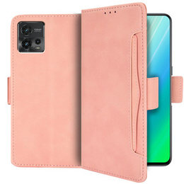 Etui z klapką do Motorola Moto G72 4G, Card Slot, różowe