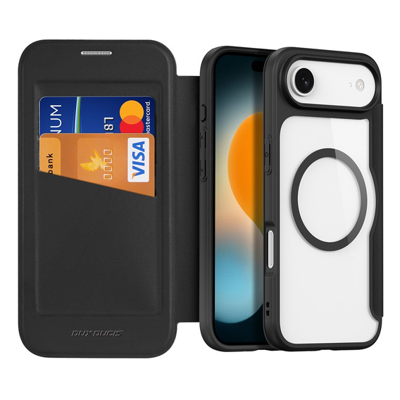 Etui Dux Ducis do iPhone 17 Air, Skin X Pro,  z klapką, do MagSafe, czarne