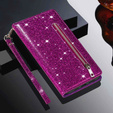 Etui z klapką do Samsung Galaxy A36 5G, Wallet Zipper Pocket Glittery, fioletowe