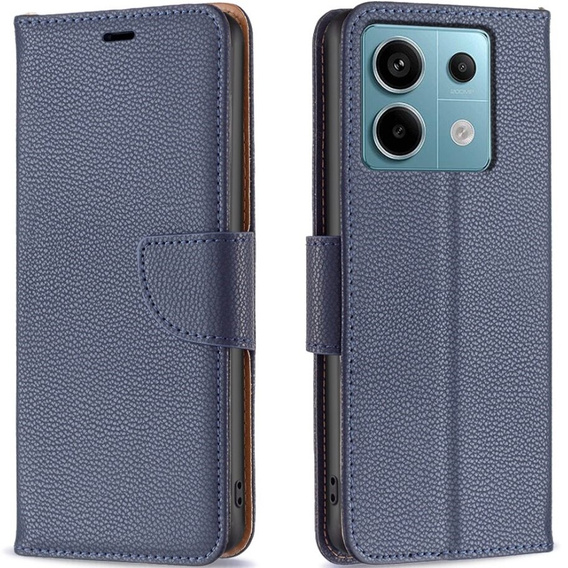Etui z klapką do Xiaomi Redmi Note 13 Pro 5G, Wallet Litchi Leather, granatowe