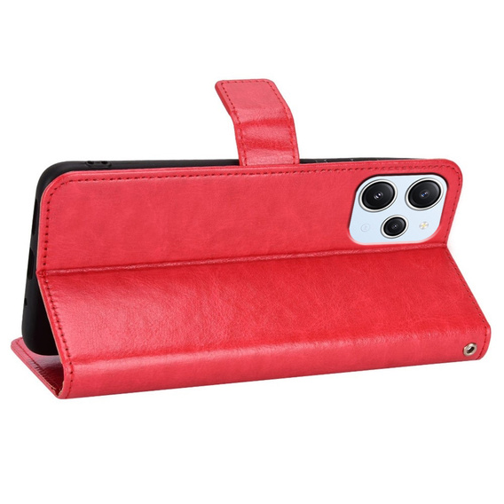Etui z klapką do Xiaomi Redmi 12, Crazy Horse Wallet, czerwone