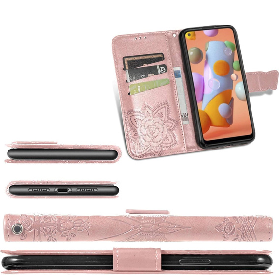 Etui z klapką do Oppo A40 / Oppo A40m, Butterfly, różowe rose gold