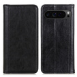 Etui z klapką do Google Pixel 10 Pro XL / 9 Pro XL, z kieszonką, skórzane, czarne