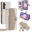 Etui z klapką do Samsung Galaxy A54, Wallet Zipper Pocket, z lusterkiem, białe