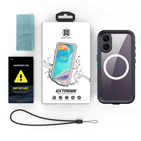 Etui do iPhone 17, Wodoodporne IP68, SHELLBOX MagSafe, czarne