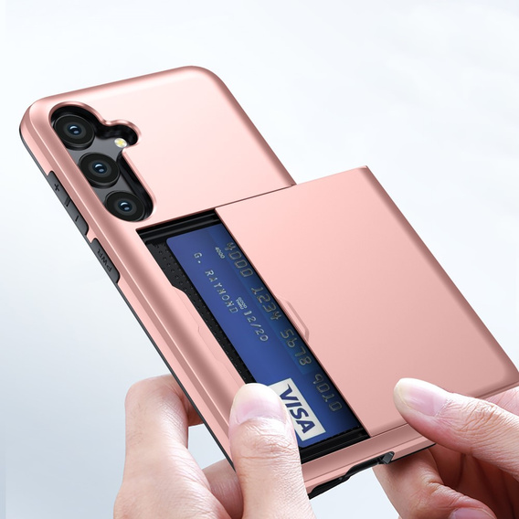 Etui do Samsung Galaxy A56 5G, Sliding Card Holder, różowe