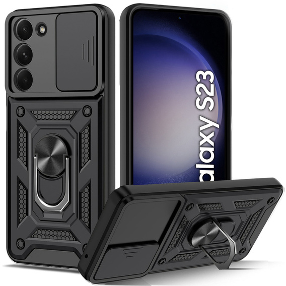 Etui pancerne do Samsung Galaxy S23, CamShield Slide, czarne