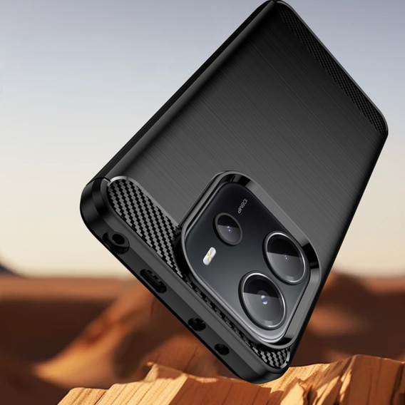 Etui z karbonową fakturą do Xiaomi Redmi Note 14 4G – smukła ochrona w nowoczesnym stylu - czarne