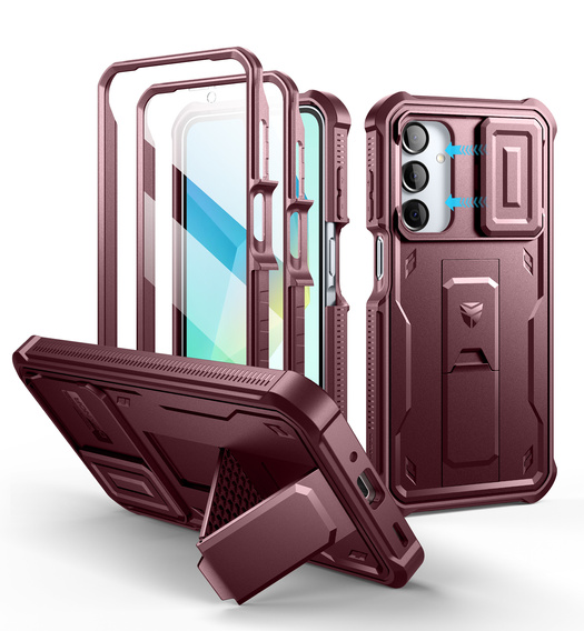 Etui pancerne do Samsung Galaxy A16 / A16 5G, Dexnor Full Body (Two Frames), czerwone