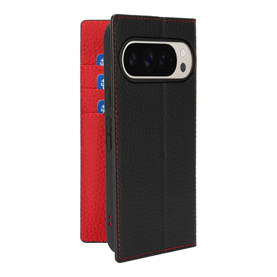 Etui z klapką do Google Pixel 10 Pro XL, skórzane Litchi Grain, czarne