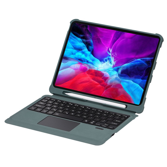 Etui z klawiaturą do iPad Air 10.9" 2022/2020 (5/4 gen.), TouchPad Pen Slot, zielone