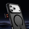 Etui Matt Case do iPhone 17 Pro Max, pancerne, do MagSafe, przydymione z czarnymi bokami