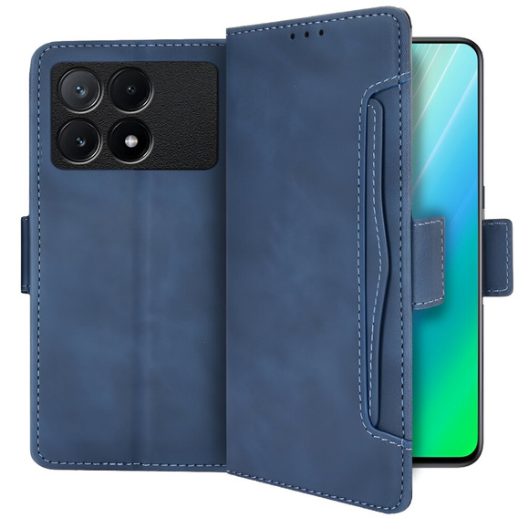 Etui z klapką do Xiaomi Poco F6 Pro, Card Slot, granatowe