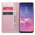 Etui z klapką CASEME do Samsung Galaxy S10+ Plus, Waxy Textured, różowe