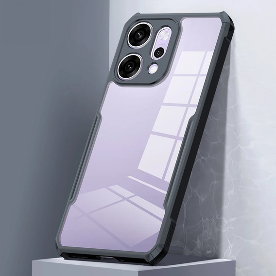 Etui do Oppo Reno 14, wzmocnione, przezroczyste z czarnymi bokami