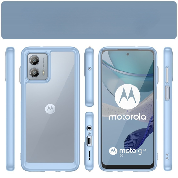 Etui do Motorola Moto G53 5G, Fusion Hybrid, przezroczyste / niebieskie