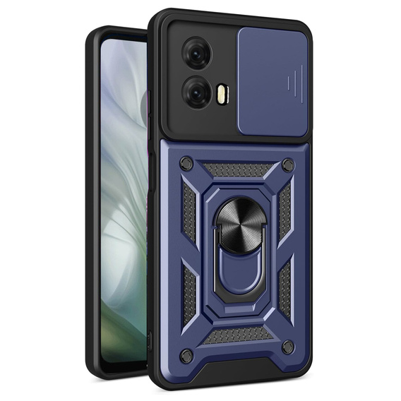 Etui pancerne do Motorola Moto E14, CamShield Slide, niebieskie