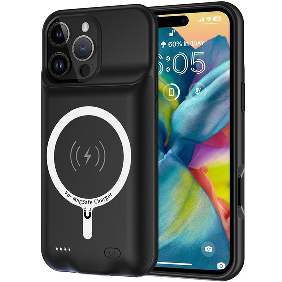 Etui z Baterią 7000mAh do iPhone 16 Pro Max do MagSafe, czarne