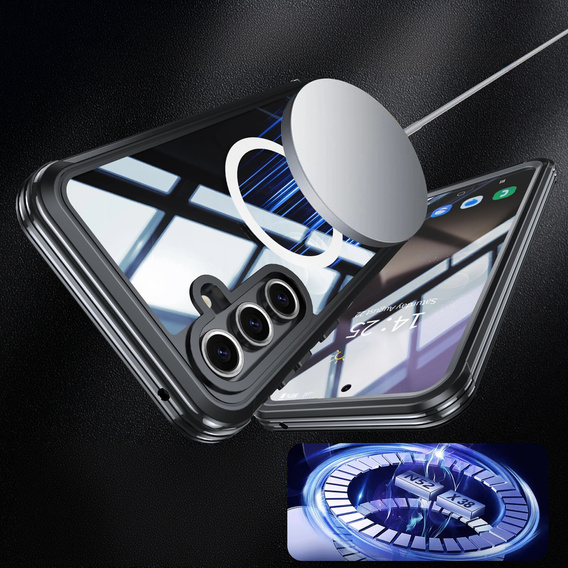 Etui do Samsung Galaxy S24 FE, Shockproof, ze szkłem, do MagSafe, czarne