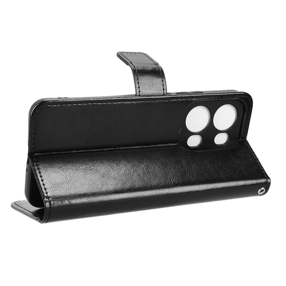 Etui z klapką do Oppo Reno 13 Pro, Crazy Horse Wallet, czarne