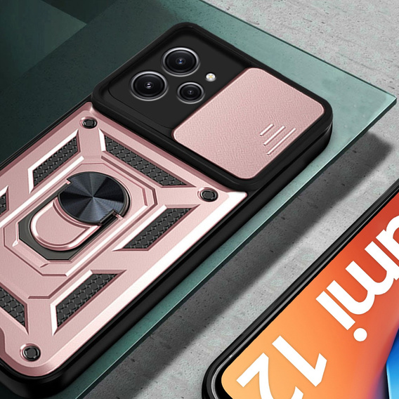 Etui pancerne do Xiaomi Redmi 12, CamShield Slide, różowe rose gold