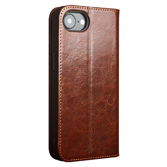 Etui z klapką do Iphone 16E, QIALINO Leather Wallet, brązowe