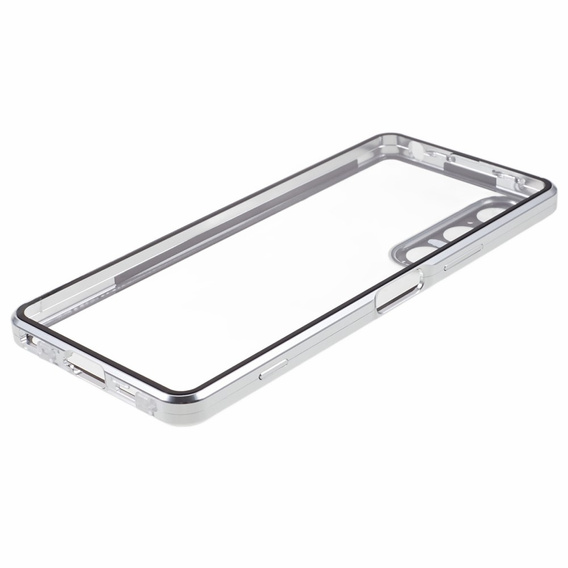 Etui do Sony Xperia 1 V, Magnetic Dual Glass, srebrne