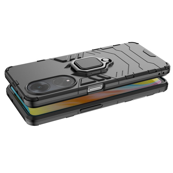 Etui do Oppo A58 4G, Kickstand Ring, czarne