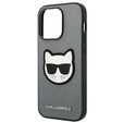 Etui Karl Lagerfeld do iPhone 14 Pro Max, Saffiano Choupette Head Patch, srebrne