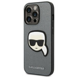 Etui Karl Lagerfeld do iPhone 14 Pro Max, Saffiano Karl's Head Patch, srebrne