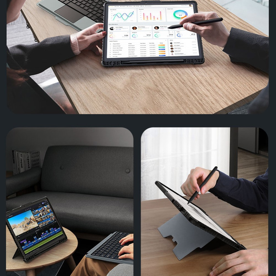 Etui z klawiaturą do Galaxy Tab S9, NILLKIN Bumper Pen Slot, czarne
