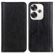 Etui z klapką do Xiaomi Poco F6, Split Leather, czarne
