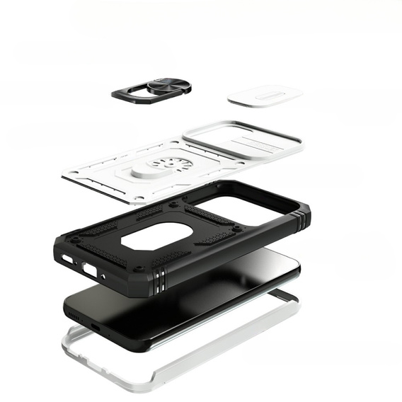 Etui pancerne do Samsung Galaxy A54 5G, CamShield Slide, białe / czarne