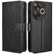 Etui z klapką do Xiaomi Poco F6, Crazy Horse Wallet, czarne