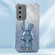 Etui do Samsung Galaxy A54 5G, Glitter Rabbit, z wysuwaną podstawką, niebieskie