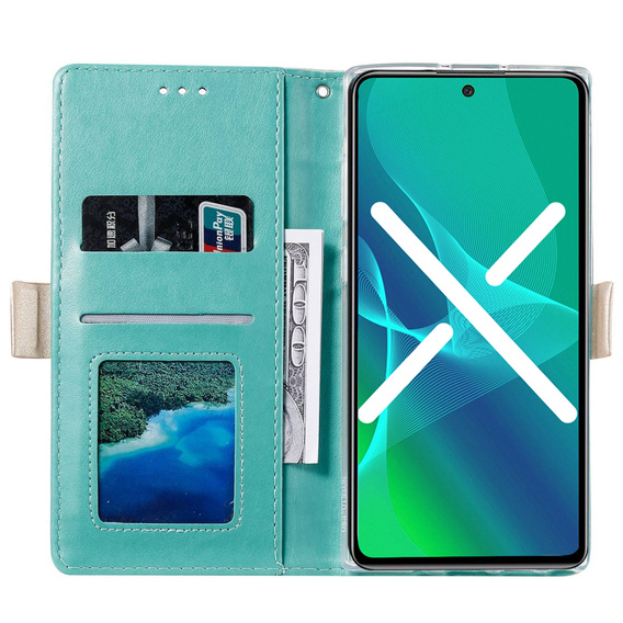 Etui z klapką do Samsung Galaxy S20 FE/5G, Wallet Pocket Zipper Lace, zielone
