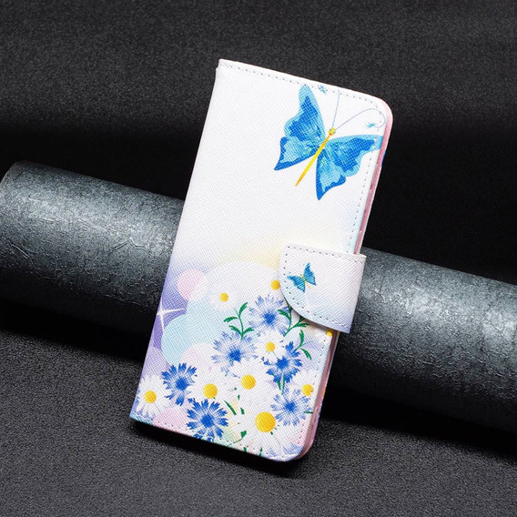 Etui z klapką do OPPO A57 / A57s, Wallet, Butterfly & Flowers białe