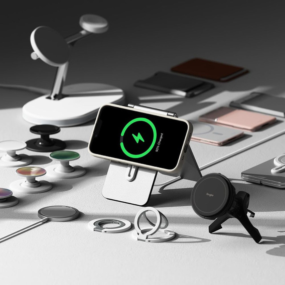 Etui Ringke do iPhone 16E, Silicone MagSafe, Szare + Szkło Hartowane 9H