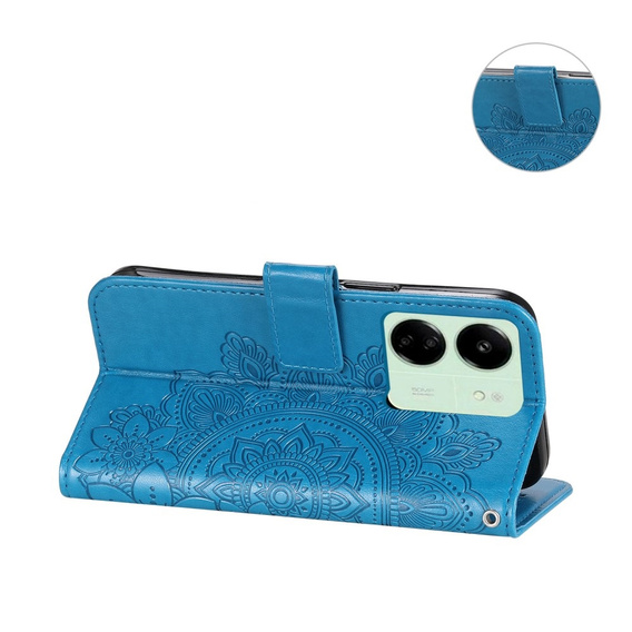 Etui z klapką do Xiaomi Redmi 13C / Poco C65, Mandala, niebieskie