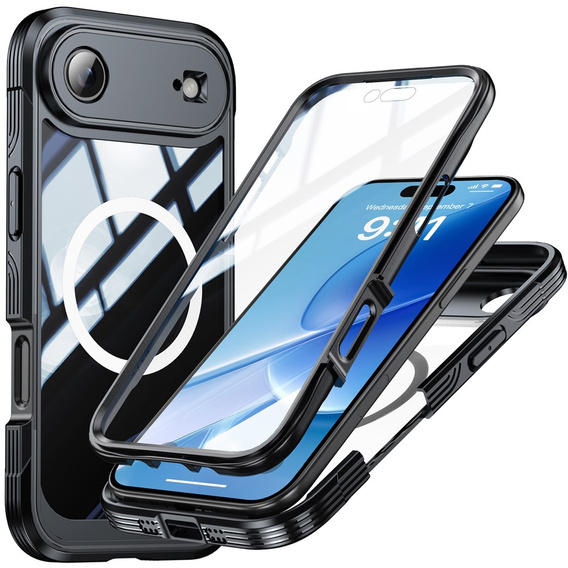 Etui do iPhone Air, Shockproof, ze szkłem, do MagSafe, czarne