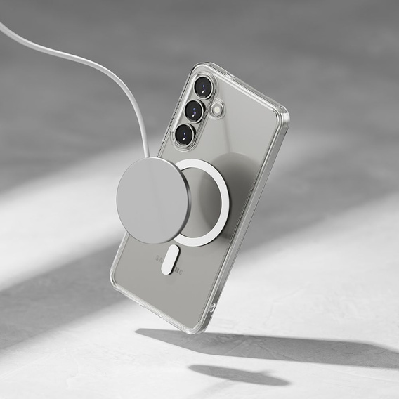 Etui Ringke do Samsung Galaxy S25, Fusion MagSafe, Przezroczyste + Szkło Hartowane 9H