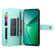Etui z klapką do Realme 14 Pro 5G, Wallet Zipper Pocket, miętowe