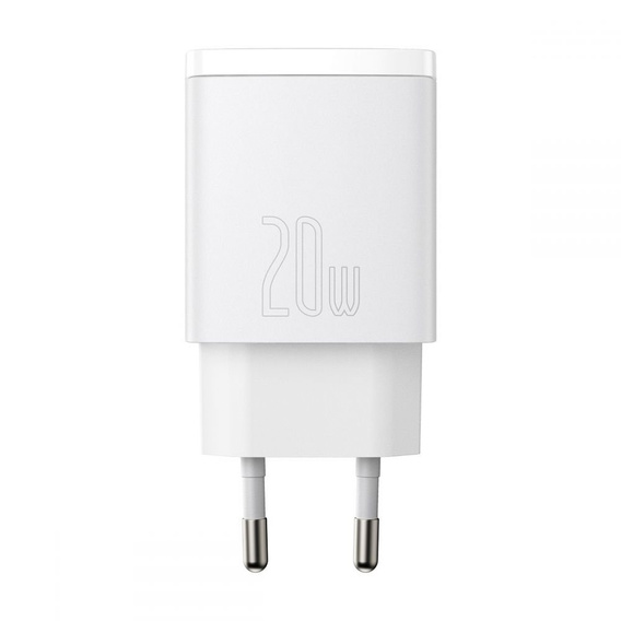 Baseus Compact 20W – ładowarka sieciowa z USB-C i USB-A, biała