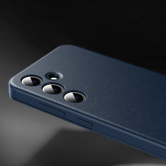 Etui do Samsung Galaxy A56 5G – skórzane z okienkiem Smart View i kieszenią na kartę, niebieskie